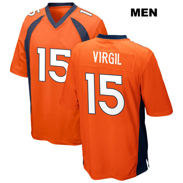 Home Jalen Virgil Denver Broncos Mens Stitched Number 15 Orange Game Football Jersey