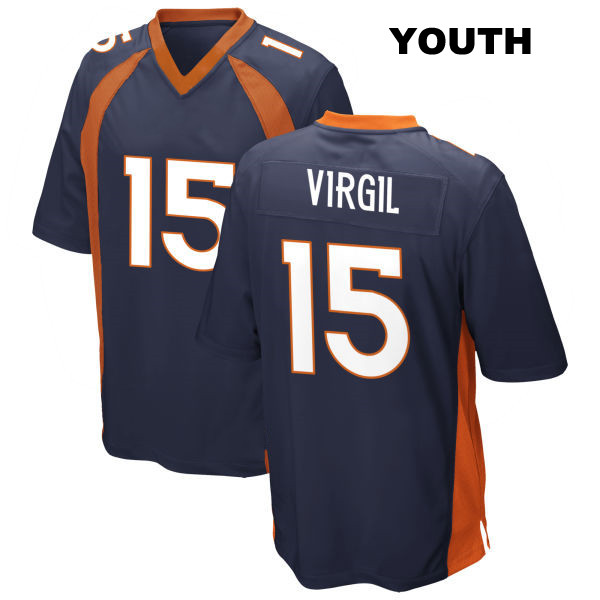 Jalen Virgil Away Denver Broncos Stitched Youth Number 15 Navy Game Football Jersey